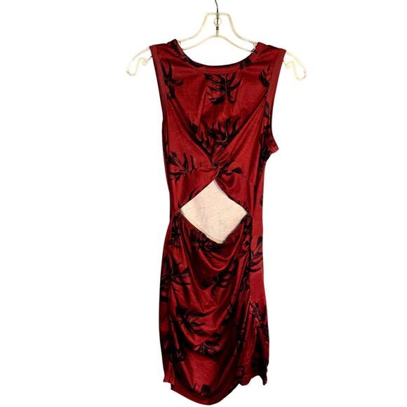 Women's Small Backless Cut Out Red Sleeveless Sun Dress Miss Size 4 6 - Picture 5 of 6